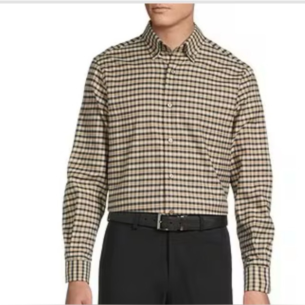Daniel Cremieux Signature Collection Men’s Button Down Shirt Size M Navy/Tan